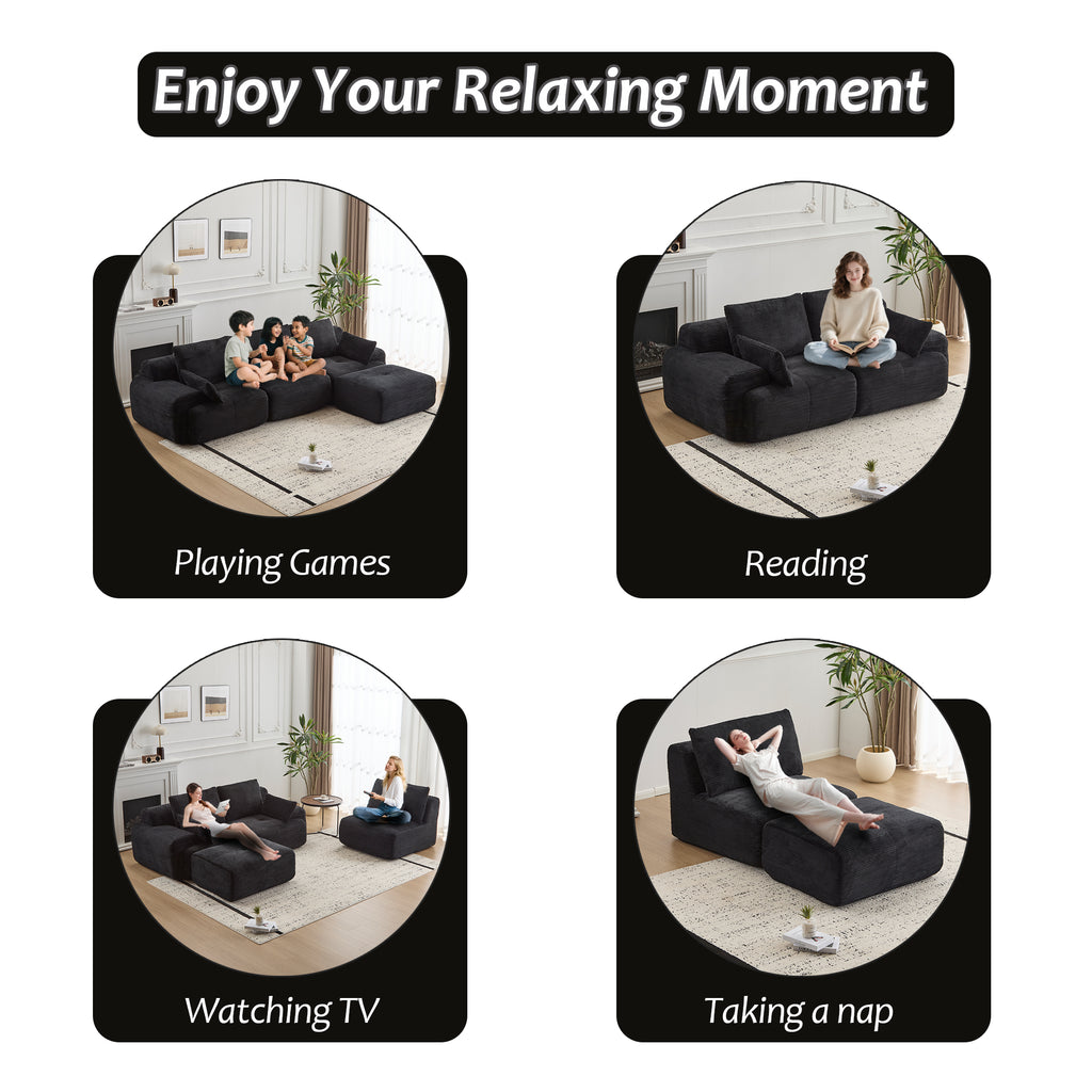 Canapé d'angle modulaire  à mémoire de forme noir / 3 places / moderne – Confort & design